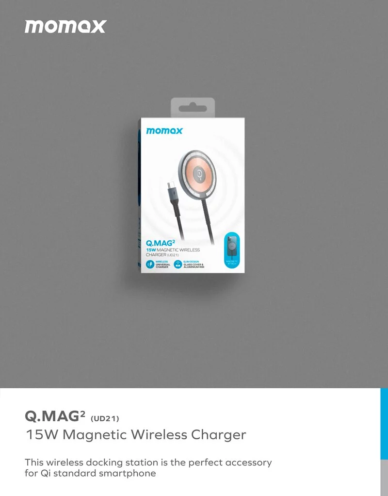 Momax Q.Mag Magnetic Wireless Charger (Grey)