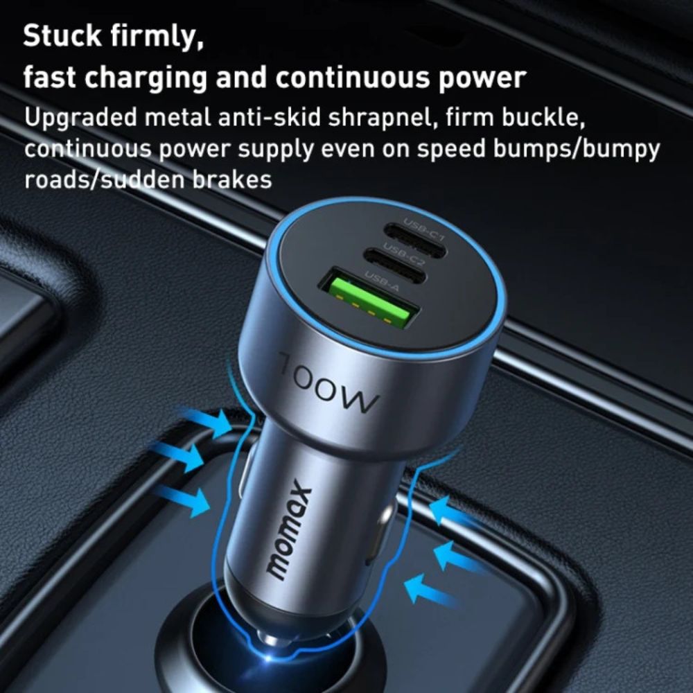 Momax ONEPLUG 100W 3-Port Car Charger