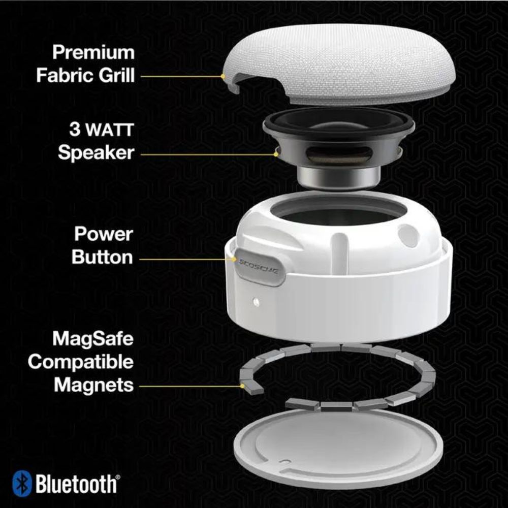 Scosche BoomCan Portable Magnetic Wireless Speaker (White)