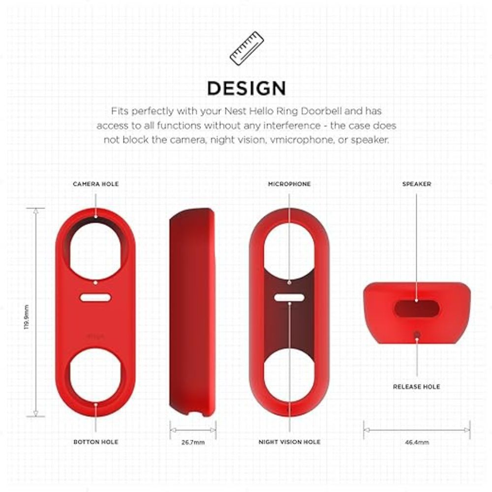 Elago Silicone Case for Nest Doorbell Hello (Red)