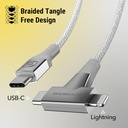 Scosche StrikeLine™ HH 2-in-1 USB-C to C®/Lightning™ Cable 1.2M (White)