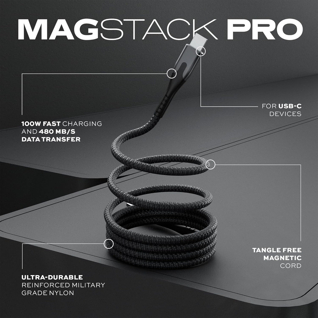 Statik MagStack Pro Magnetic 100w USB-C to C Cable 1.8M (Black)