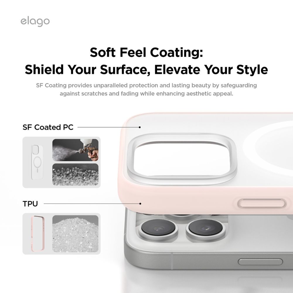 Elago Hybrid Magsafe Case for iPhone 16 Pro (Soft Clear/Lovely Pink)