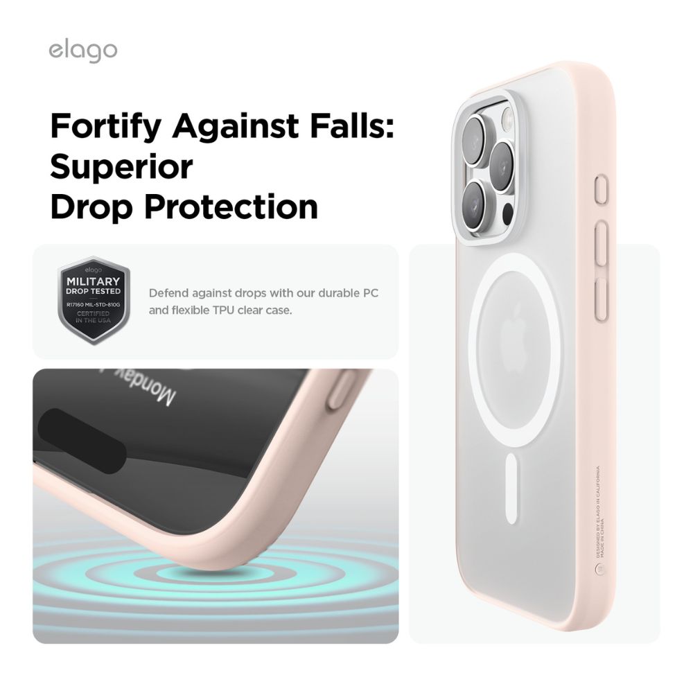 Elago Hybrid Magsafe Case for iPhone 16 Pro (Soft Clear/Lovely Pink)