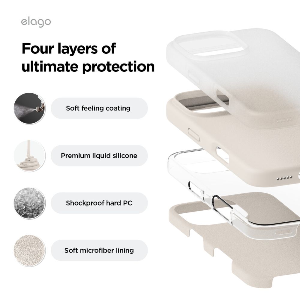 Elago Silicone Magsafe Case for iPhone 16 Pro (Stone)