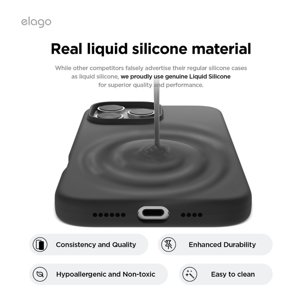 Elago Silicone Magsafe Case for iPhone 16 Pro Max (Black)