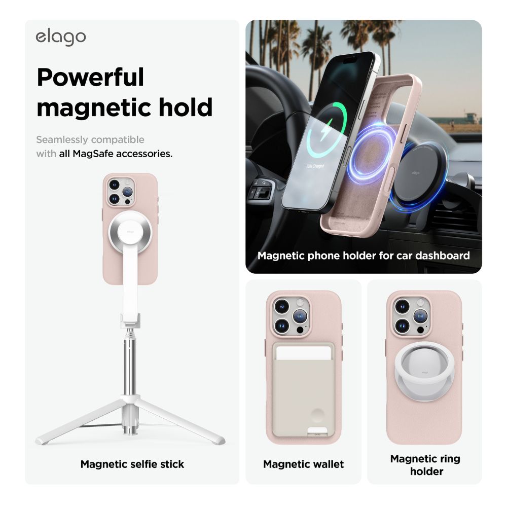 Elago Leather Magsafe Case for iPhone 16 Pro (Lovely Pink)