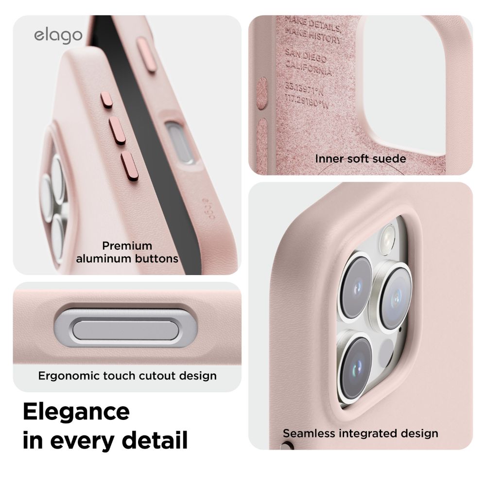 Elago Leather Magsafe Case for iPhone 16 Pro (Lovely Pink)