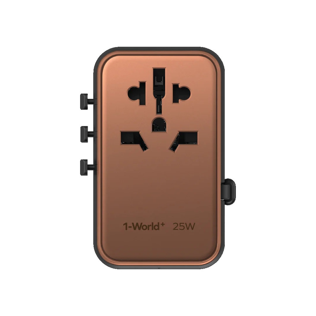 Momax 1-World+ 70W GaN 3-Port w/ Built-in USB-C Cable + AC Travel Adaptor (Desert Titanium)