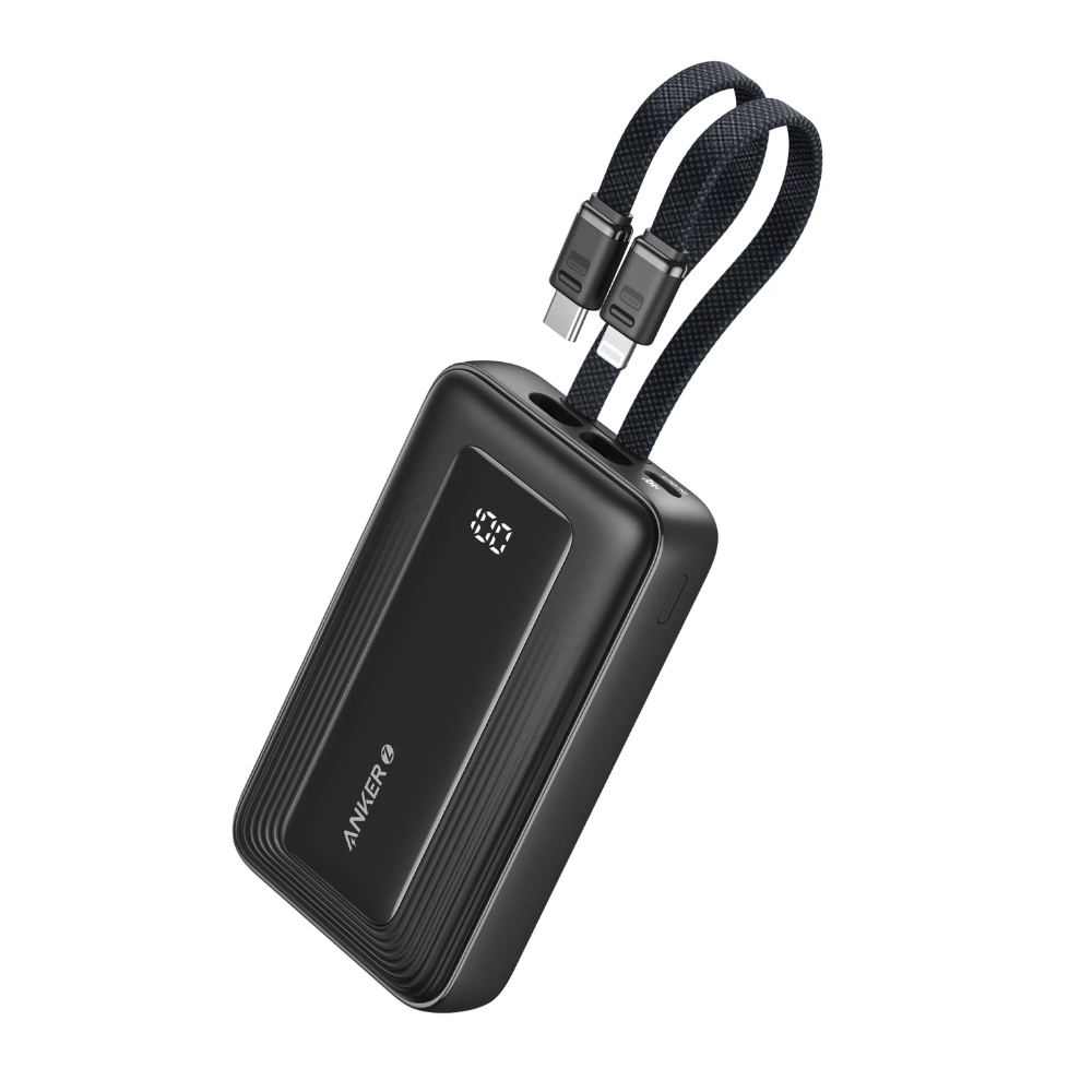 Anker Zolo Power Bank (20K, 30W, Built-In USB-C and Lightning Cable) (Black)