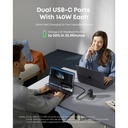 Anker Charger (140W, 4-Ports, PD 3.1) with USB-C Cable (Silver)