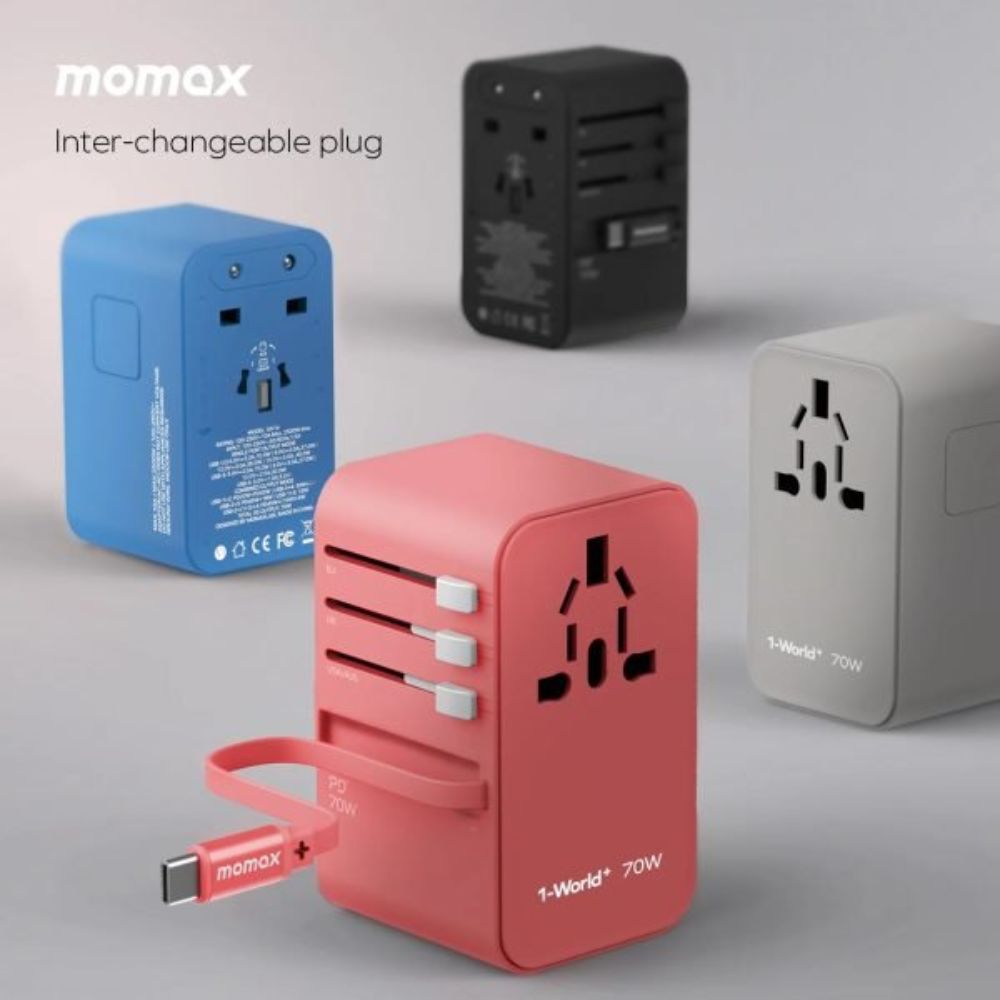 Momax 1-World2 70W 5-Port USB-C AC Travel Adaptor (Black)