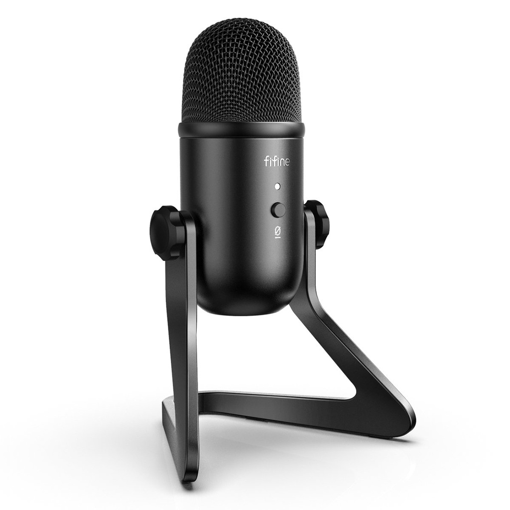 FIFINE Studio USB Mic with a Live Monitoring, Gain Controls, a Mute Button for Podcasting