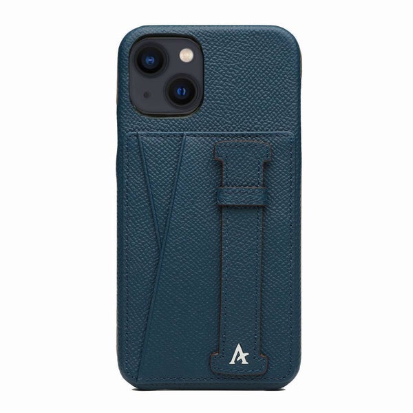 Affluent Leather Card Holder Case for iPhone 13 (Epsom Navy)