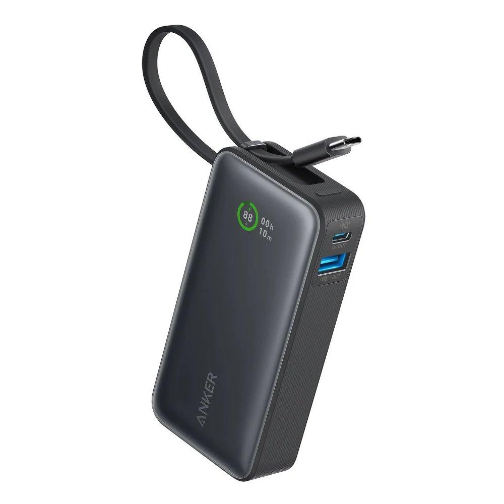 Anker Nano Power Bank (30W, Built-In USB-C Cable) 10000 PD (Black)