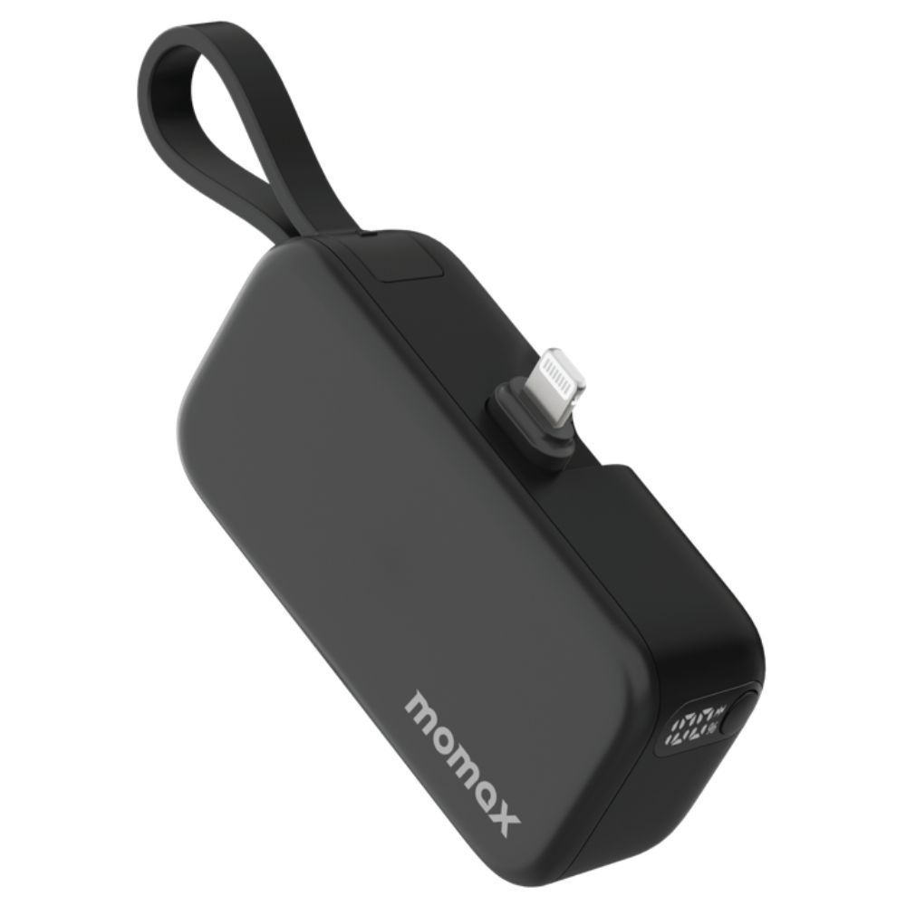 Momax 1-Power Mini 5000mAh Bulit - in foldable lightning Battery pack (Black)