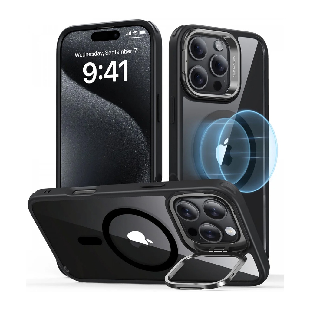 ESR Classic Hybrid (HaloLock) with Stash Stand Case for iPhone 16 Pro Max (Black)