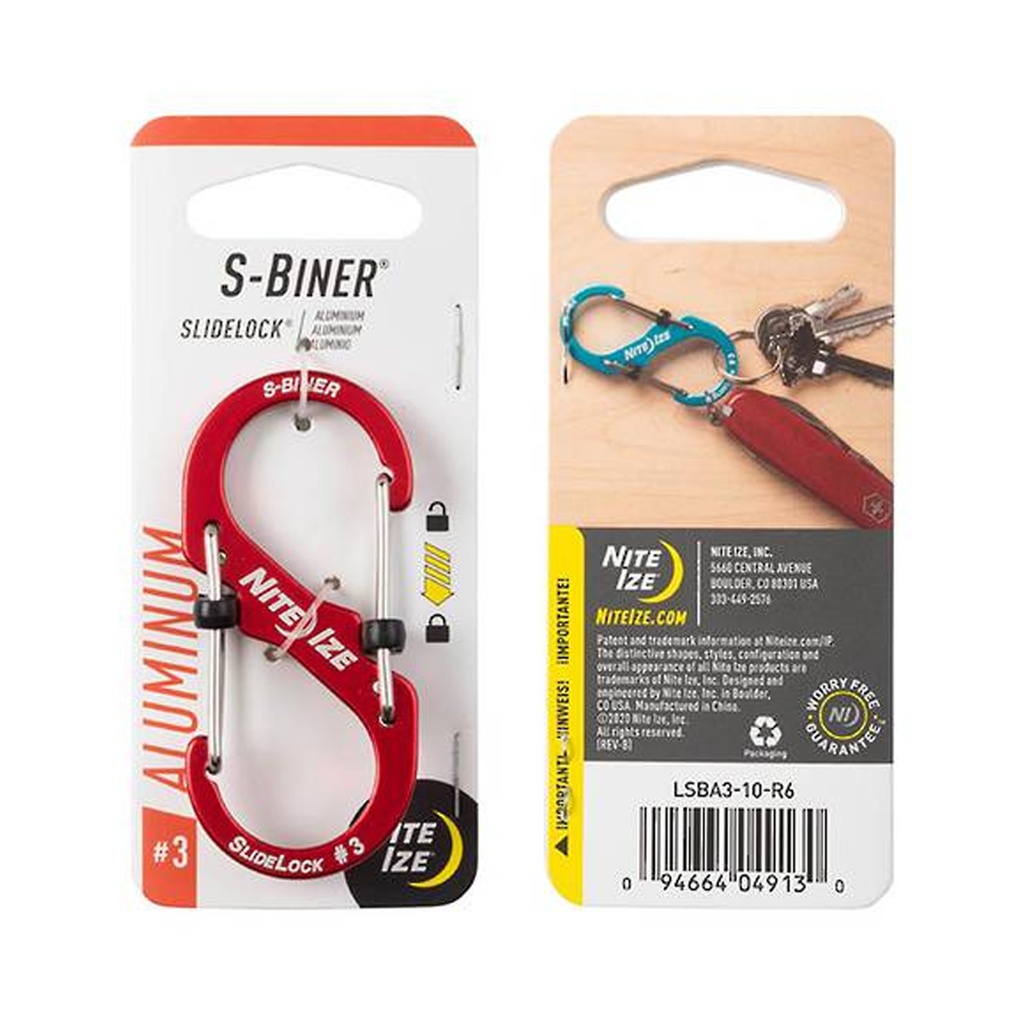 NiteIze S-Biner SlideLock Size #3 (Red)