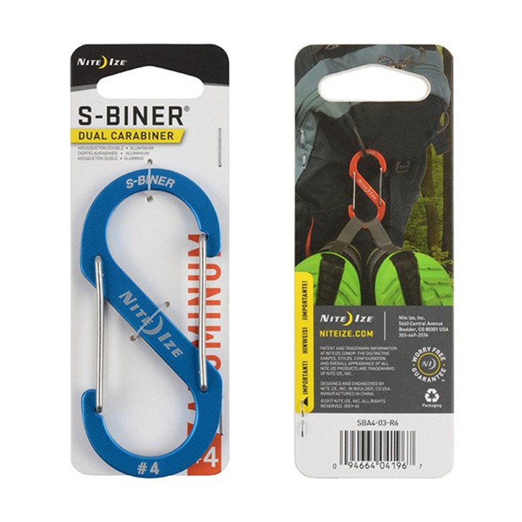 NiteIze S-Biner Aluminum Dual Carabiner #4 (Blue)