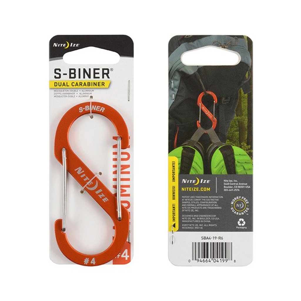 NiteIze S-Biner® Aluminum Dual Carabiner #4 (Orange)