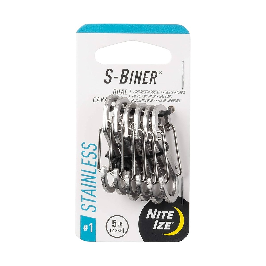 NiteIze S-Biner Dual Carabiner #1, Stainless Steel 6-Pack