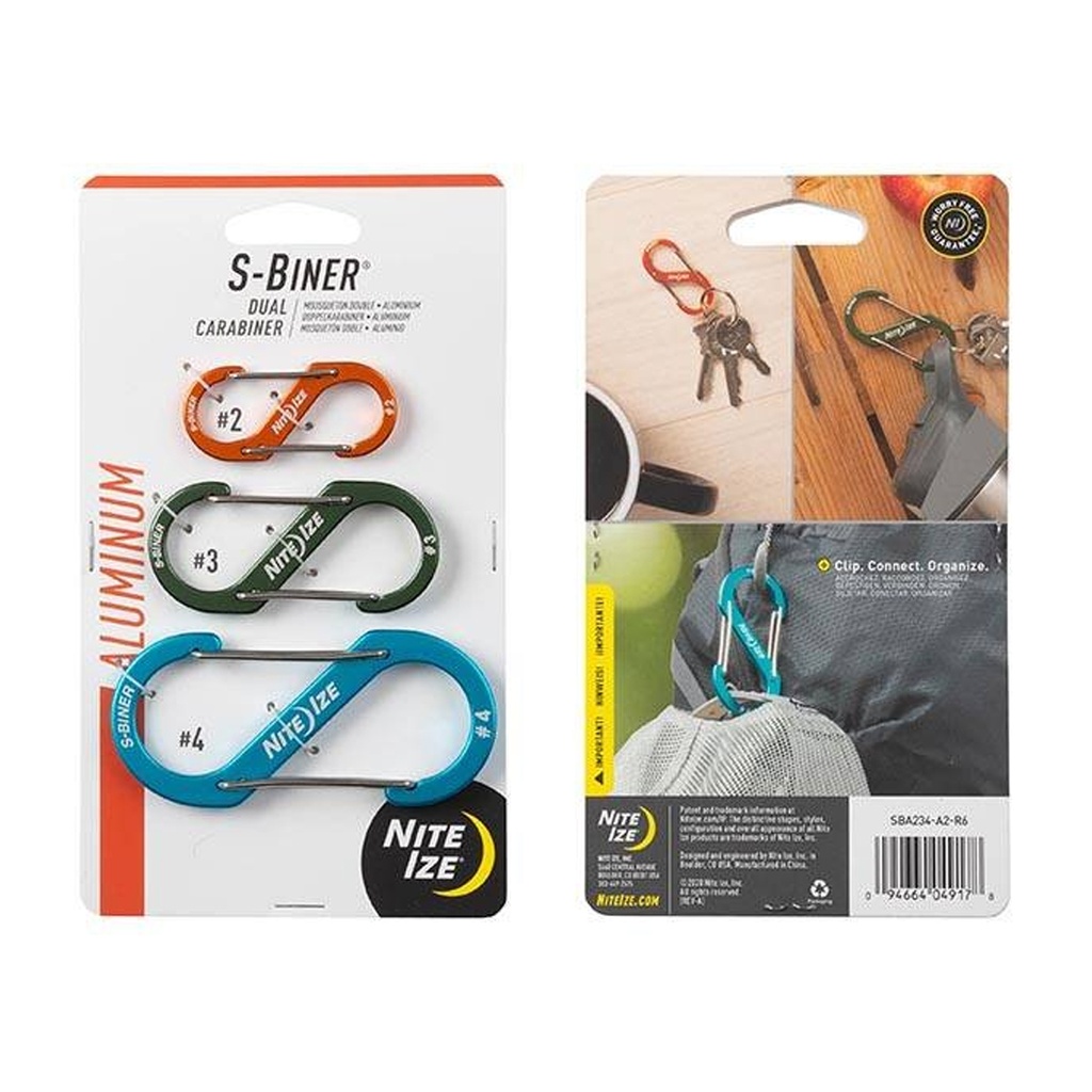 NiteIze Dual Carabiner (Orange/Olive/Blue)