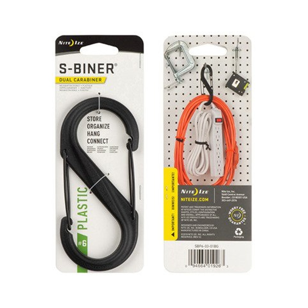 NiteIze S-Biner Plastic Dual Carabiner #6 (Black)