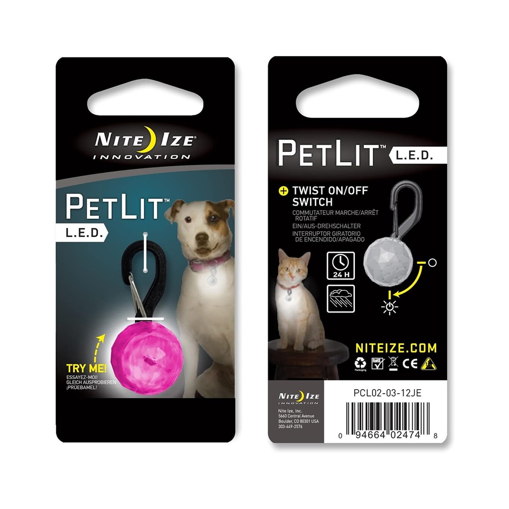 NiteIze PetLit LED Collar Light (Pink Jewel)