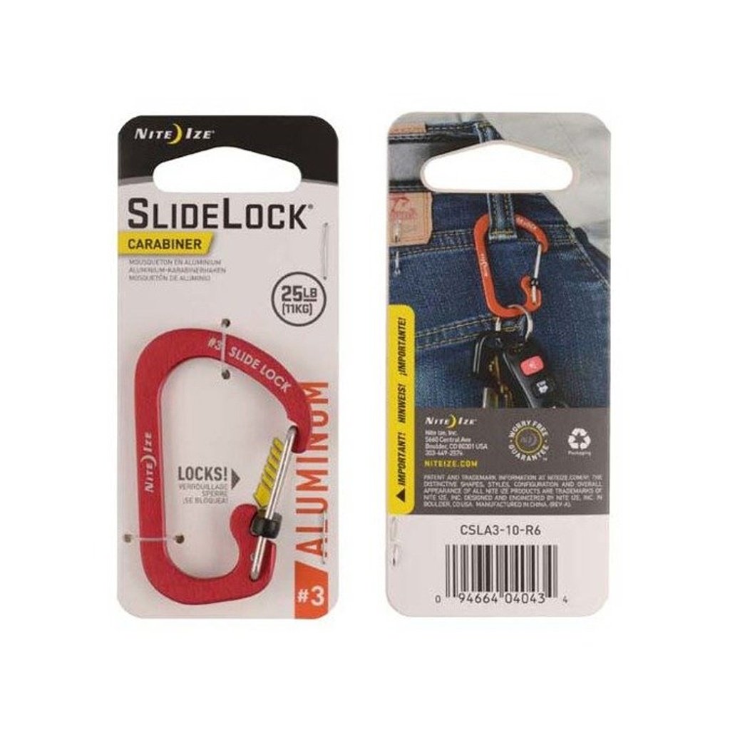 NiteIze SlideLock® Carabiner Aluminum #3 (Red)