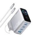 Anker Charger (140W, 4-Ports, PD 3.1) with USB-C Cable (Silver)