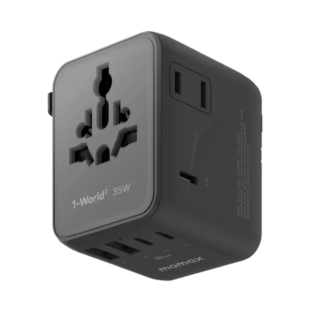Momax 1-World2 35W 5-Port Dual AC Travel Adaptor (Black)