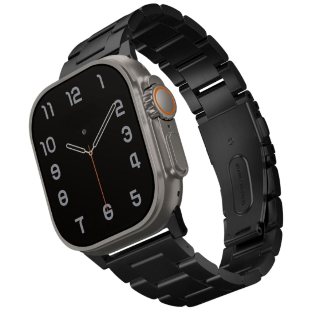 Uniq Osta Apple Watch Steel Strap With Self-Adjustable Links 49/45/44/42Mm - Midnight (Black)
