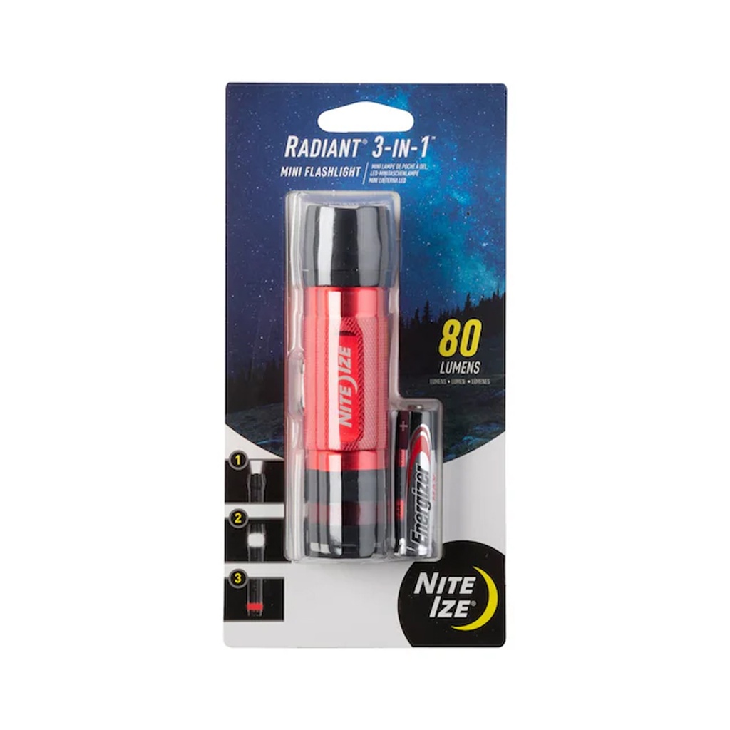 NiteIze Radiant® 3-in-1™ Mini Flashlight (Red)