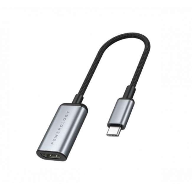 Powerology Braided Type-C to HDMI Cable 4K 60Hz (Gray)
