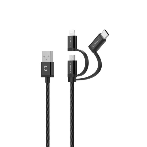 [CY3571COCAB] Cygnett Essentials Braided 3-1 Cable 1M (Black)