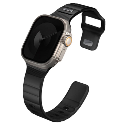 [UNIQ-49MM-STRIMBLK] يونيك سوار سترايد فكم مطاطي لساعة آبل 49/45/44/42 ميلي متر