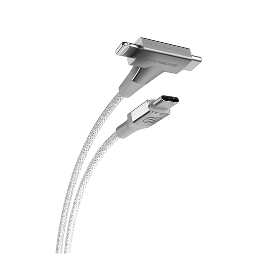 [CCi4B4TWT-SP] Scosche StrikeLine™ HH 2-in-1 USB-C to C®/Lightning™ Cable 1.2M (White)