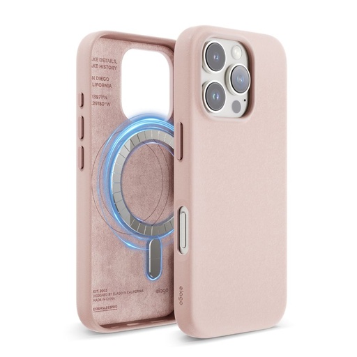 [ES16MSLE63PRO-LPK] Elago Leather Magsafe Case for iPhone 16 Pro (Lovely Pink)