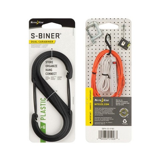 [SBP6-03-01BG] NiteIze S-Biner Plastic Dual Carabiner #6 (Black)