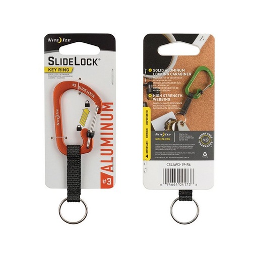 [CSLAW3-19-R6] NiteIze SlideLock® Key Ring AL#3 (Orange)