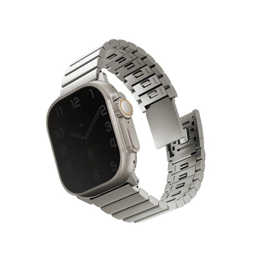 [UNIQ-49MM-STRVMSIL] Uniq Strova Mag Apple Watch Self-Adjustable Steel Link Band 49/45/44/42Mm - Titanium (Silver)